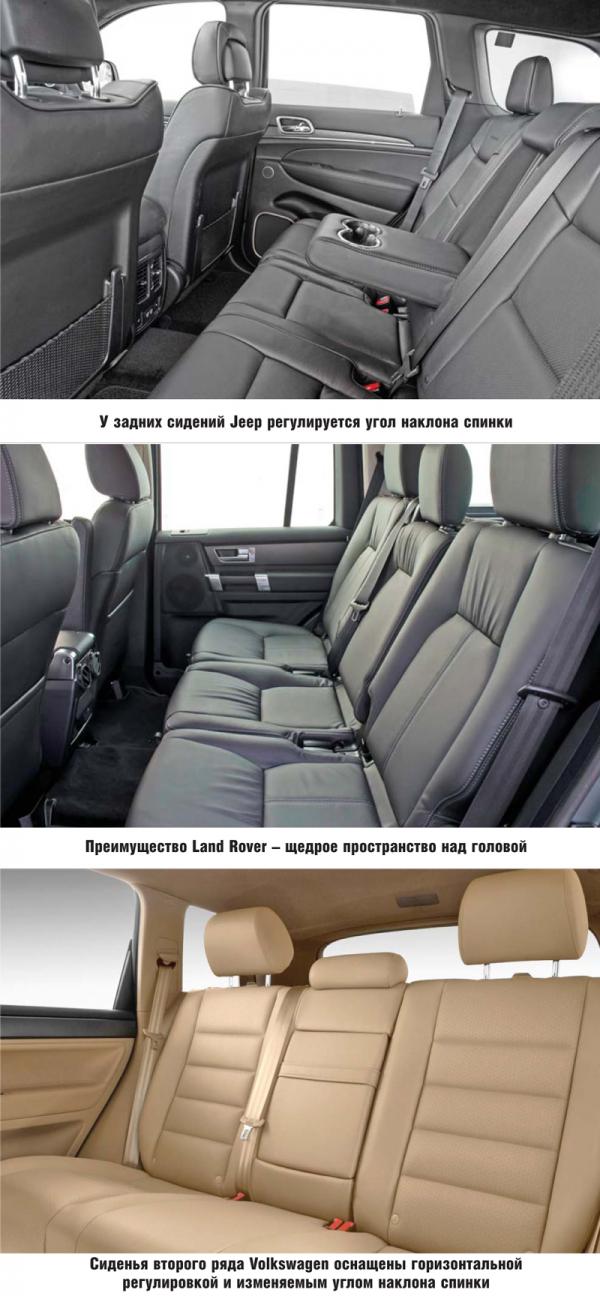 Jeep Grand Cherokee, Land Rover Discovery, Volkswagen Touareg: вседорожники премиум-класса