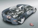 Сегодня мощные моторы занимают гораздо меньше места. На фото 16-цилиндровый W-образный двигатель мощностью 1001 л. с. (рабочий объем 8,0 л), устанавливаемый на Bugatti Veyron