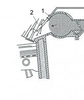 Многоточечный впрыск – форсунка (1) располагается перед впускным клапаном (2)