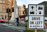 Там, где дорожный трафик невелик, дело может ограничиться разметкой и знаками вроде "Держитесь правой стороны" или "Держитесь левой стороны"