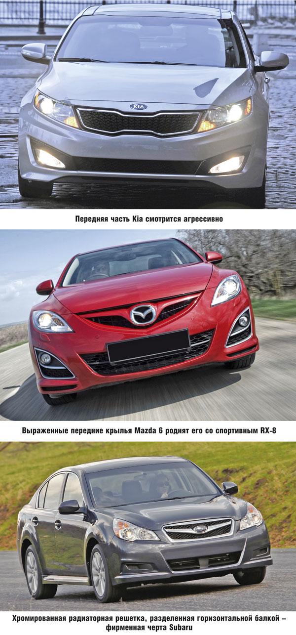 Kia Optima, Mazda 6 и Subaru Legacy: поединок за средний класс